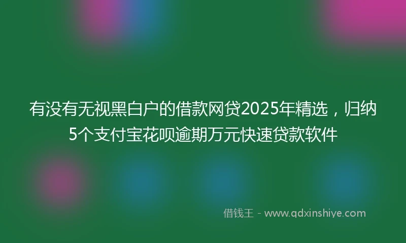 有没有无视黑白户的借款网贷2025年精选，归纳5个支付宝花呗逾期万元快速贷款软件