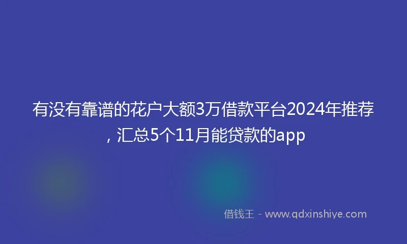 有没有靠谱的花户大额3万借款平台2024年推荐，汇总5个11月能贷款的app