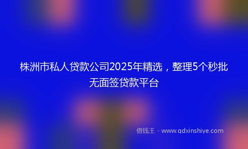 株洲市私人贷款公司2025年精选，整理5个秒批无面签贷款平台