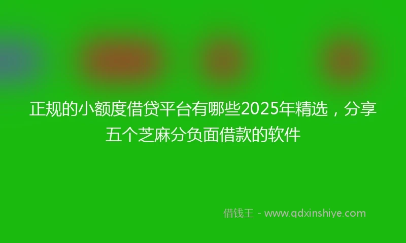 正规的小额度借贷平台有哪些2025年精选，分享五个芝麻分负面借款的软件