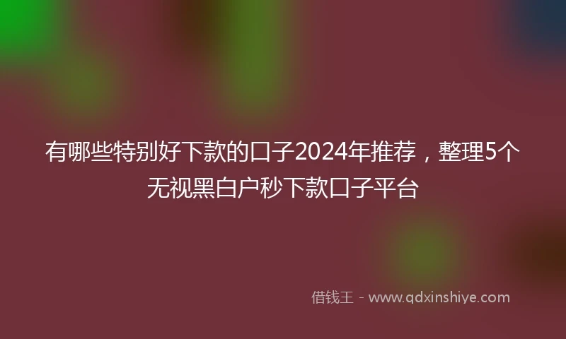 有哪些特别好下款的口子2024年推荐，整理5个无视黑白户秒下款口子平台