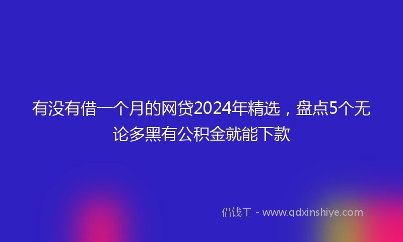 有没有借一个月的网贷2024年精选，盘点5个无论多黑有公积金就能下款