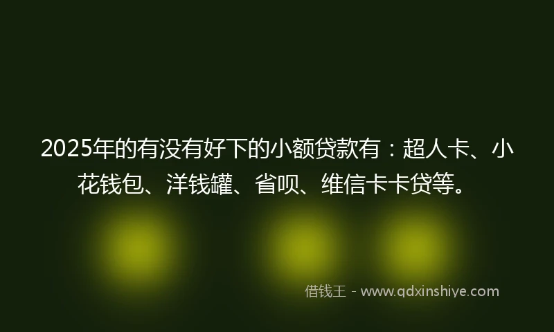 2025年的有没有好下的小额贷款有：超人卡、小花钱包、洋钱罐、省呗、维信卡卡贷等。