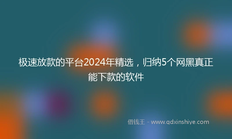 极速放款的平台2024年精选，归纳5个网黑真正能下款的软件