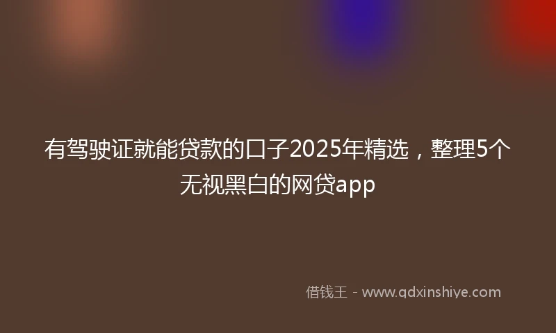 有驾驶证就能贷款的口子2025年精选，整理5个无视黑白的网贷app