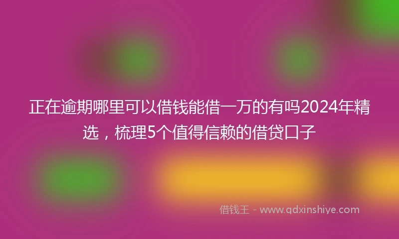 正在逾期哪里可以借钱能借一万的有吗2024年精选，梳理5个值得信赖的借贷口子