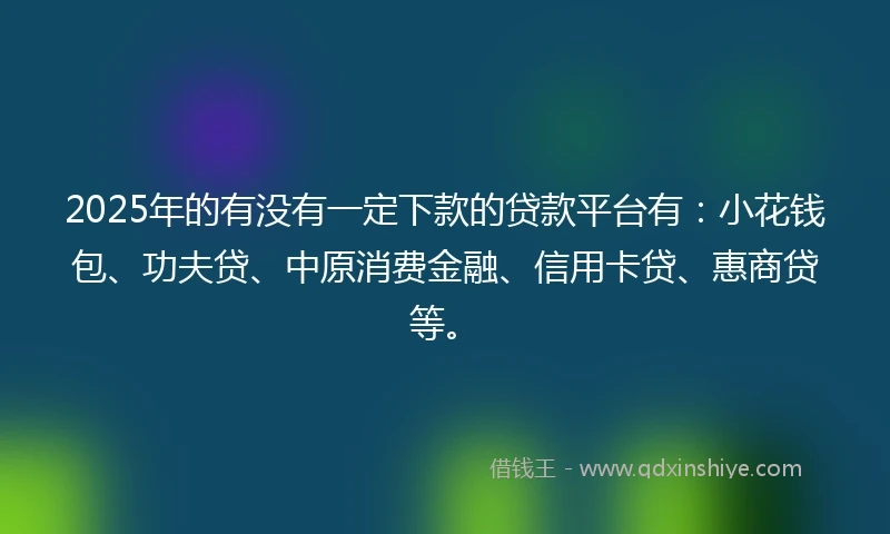 2025年的有没有一定下款的贷款平台有：小花钱包、功夫贷、中原消费金融、信用卡贷、惠商贷等。