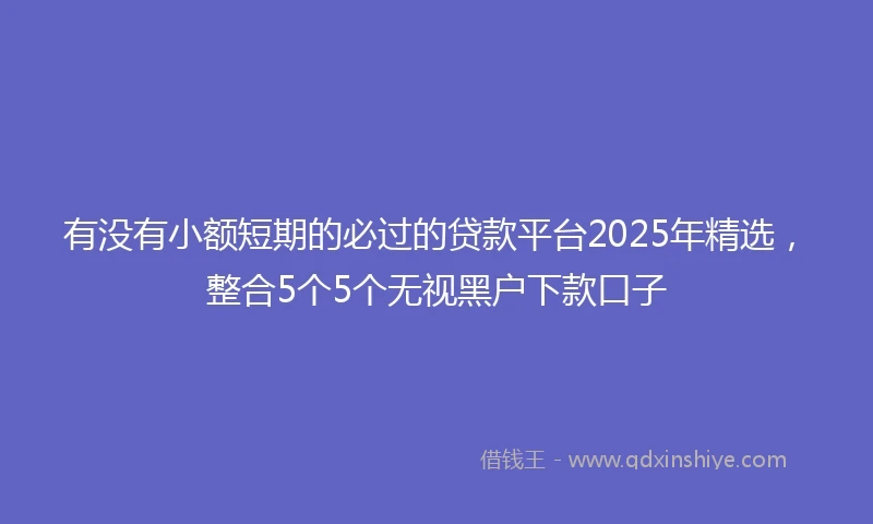 有没有小额短期的必过的贷款平台2025年精选，整合5个5个无视黑户下款口子