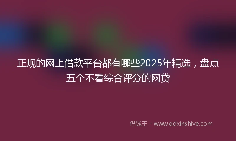 正规的网上借款平台都有哪些2025年精选，盘点五个不看综合评分的网贷