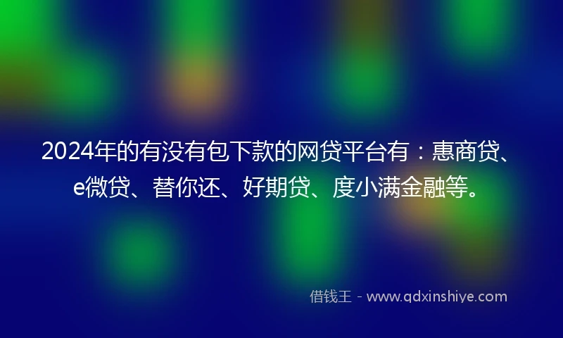 2024年的有没有包下款的网贷平台有：惠商贷、e微贷、替你还、好期贷、度小满金融等。