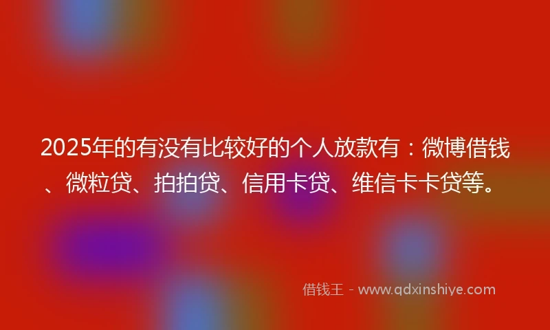 2025年的有没有比较好的个人放款有：微博借钱、微粒贷、拍拍贷、信用卡贷、维信卡卡贷等。