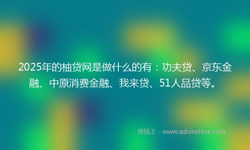 2025年的柚贷网是做什么的有：功夫贷、京东金融、中原消费金融、我来贷、51人品贷等。