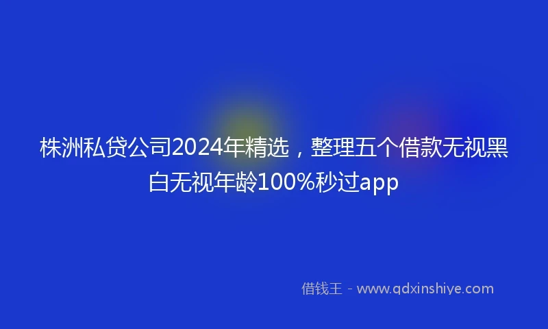 株洲私贷公司2024年精选，整理五个借款无视黑白无视年龄100%秒过app
