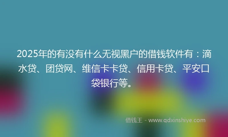 2025年的有没有什么无视黑户的借钱软件有：滴水贷、团贷网、维信卡卡贷、信用卡贷、平安口袋银行等。