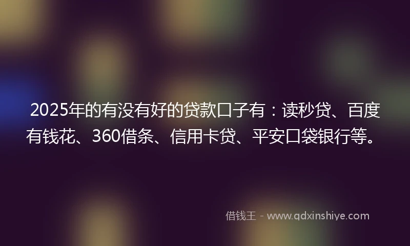 2025年的有没有好的贷款口子有：读秒贷、百度有钱花、360借条、信用卡贷、平安口袋银行等。