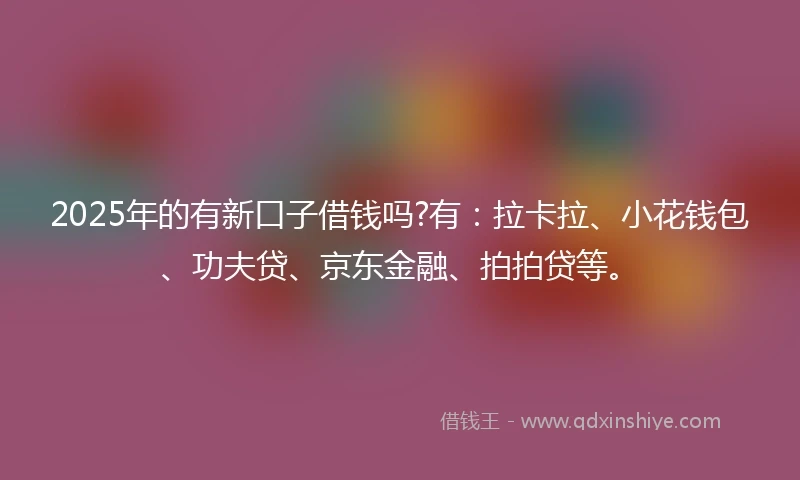 2025年的有新口子借钱吗?有：拉卡拉、小花钱包、功夫贷、京东金融、拍拍贷等。