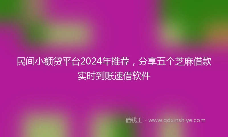 民间小额贷平台2024年推荐，分享五个芝麻借款实时到账速借软件