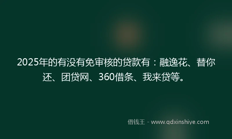 2025年的有没有免审核的贷款有：融逸花、替你还、团贷网、360借条、我来贷等。