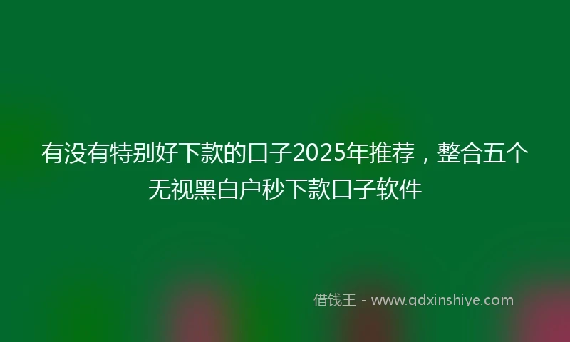 有没有特别好下款的口子2025年推荐，整合五个无视黑白户秒下款口子软件
