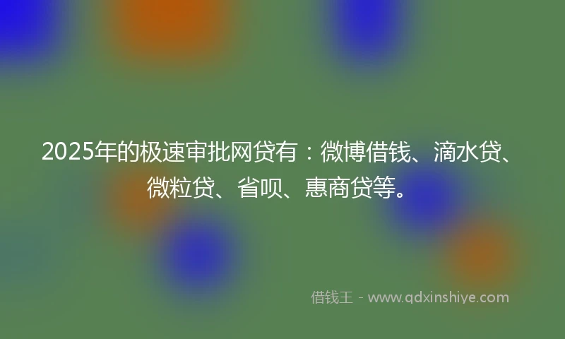 2025年的极速审批网贷有：微博借钱、滴水贷、微粒贷、省呗、惠商贷等。