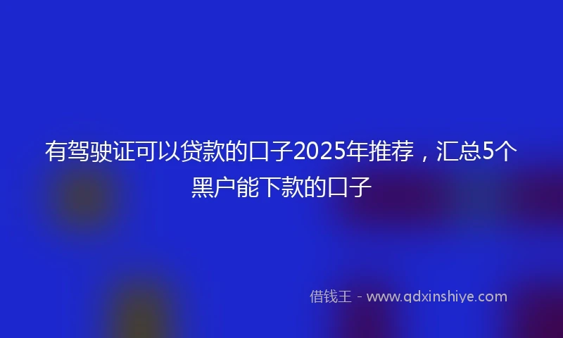 有驾驶证可以贷款的口子2025年推荐，汇总5个黑户能下款的口子