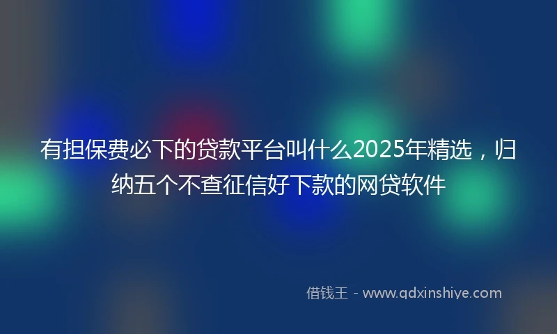有担保费必下的贷款平台叫什么2025年精选，归纳五个不查征信好下款的网贷软件