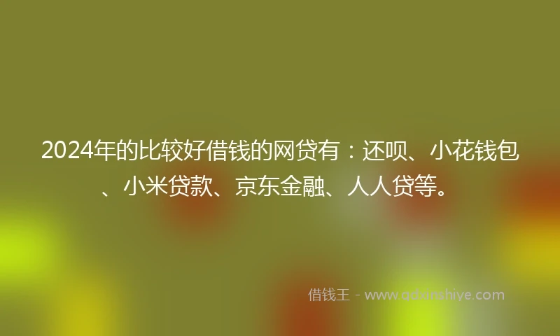 2024年的比较好借钱的网贷有：还呗、小花钱包、小米贷款、京东金融、人人贷等。