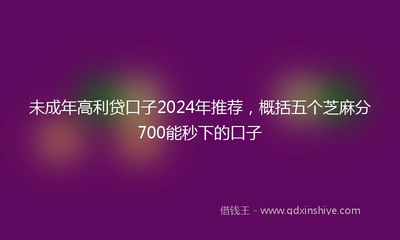 未成年高利贷口子2024年推荐，概括五个芝麻分700能秒下的口子