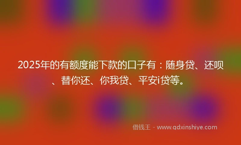 2025年的有额度能下款的口子有：随身贷、还呗、替你还、你我贷、平安i贷等。