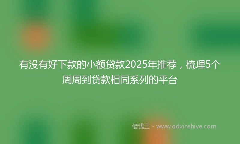 有没有好下款的小额贷款2025年推荐，梳理5个周周到贷款相同系列的平台