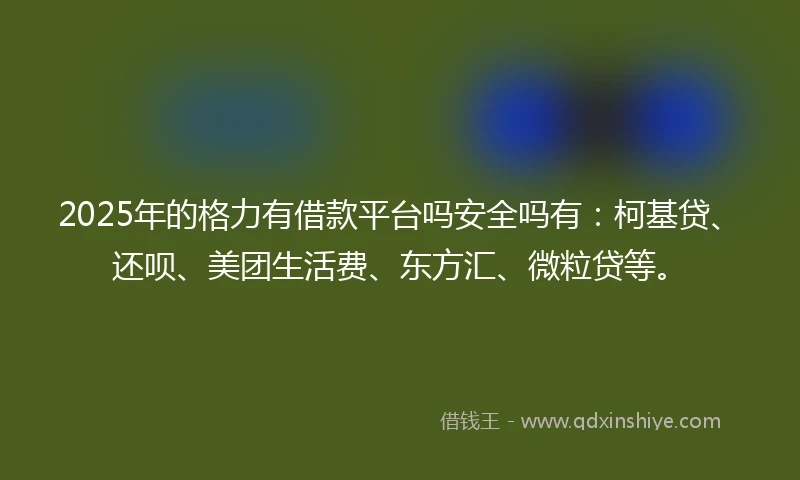 2025年的格力有借款平台吗安全吗有：柯基贷、还呗、美团生活费、东方汇、微粒贷等。