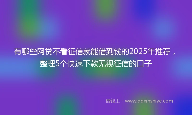 有哪些网贷不看征信就能借到钱的2025年推荐，整理5个快速下款无视征信的口子