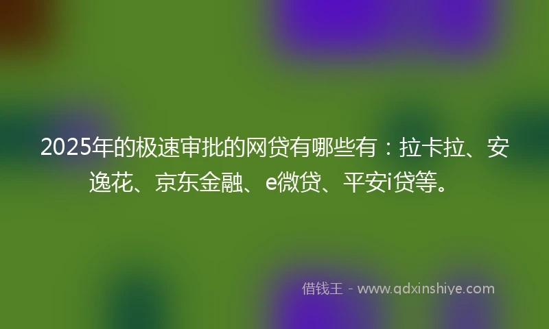 2025年的极速审批的网贷有哪些有：拉卡拉、安逸花、京东金融、e微贷、平安i贷等。