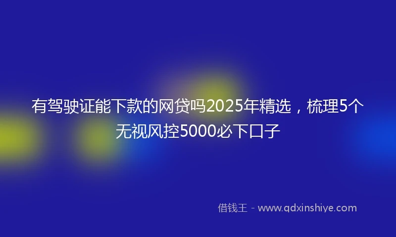有驾驶证能下款的网贷吗2025年精选，梳理5个无视风控5000必下口子