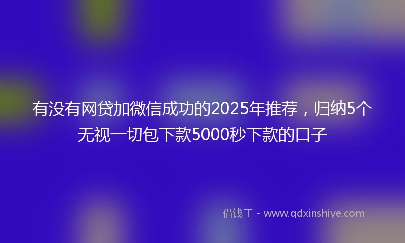 有没有网贷加微信成功的2025年推荐，归纳5个无视一切包下款5000秒下款的口子