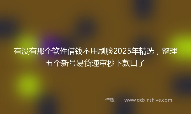 有没有那个软件借钱不用刷脸2025年精选，整理五个新号易贷速审秒下款口子