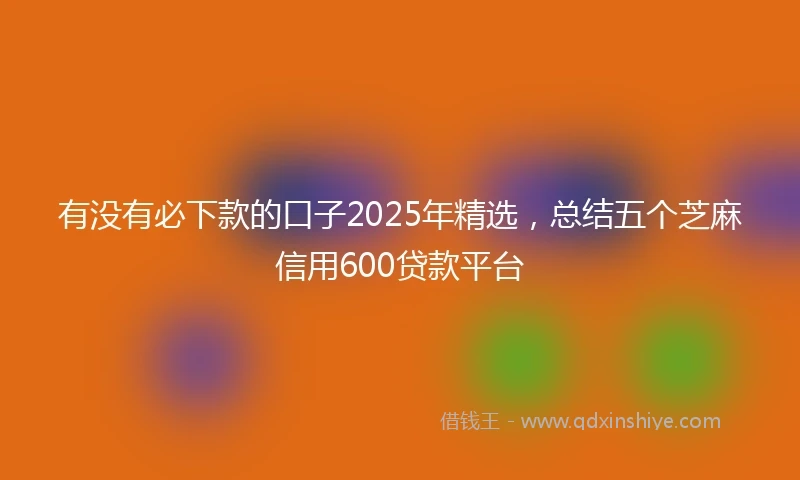 有没有必下款的口子2025年精选，总结五个芝麻信用600贷款平台