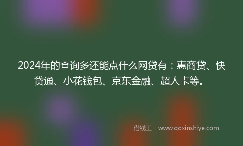 2024年的查询多还能点什么网贷有：惠商贷、快贷通、小花钱包、京东金融、超人卡等。
