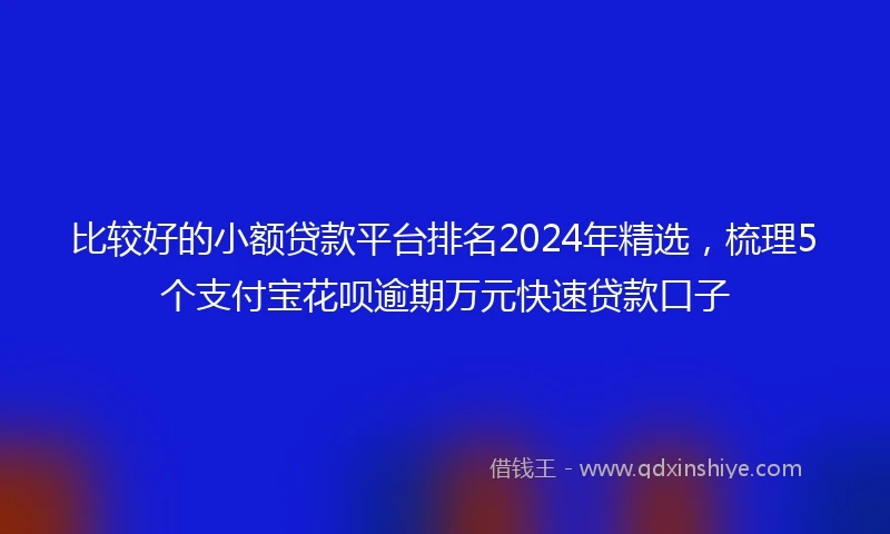 比较好的小额贷款平台排名2024年精选，梳理5个支付宝花呗逾期万元快速贷款口子