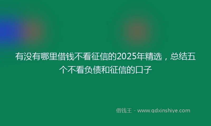 有没有哪里借钱不看征信的2025年精选，总结五个不看负债和征信的口子