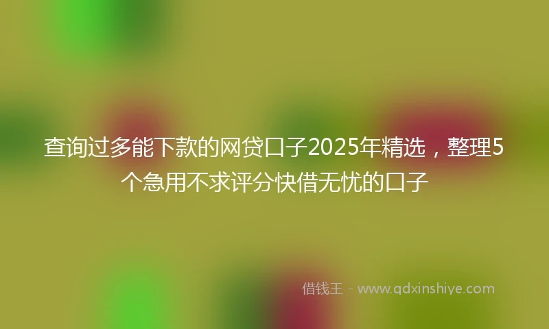 查询过多能下款的网贷口子2025年精选，整理5个急用不求评分快借无忧的口子