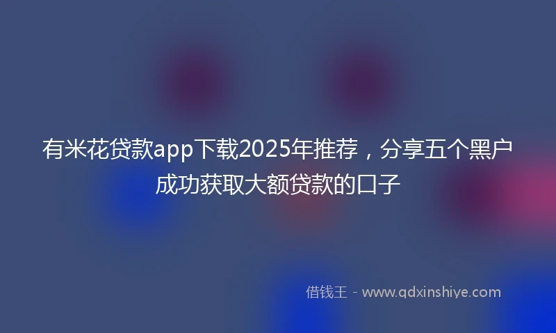 有米花贷款app下载2025年推荐，分享五个黑户成功获取大额贷款的口子