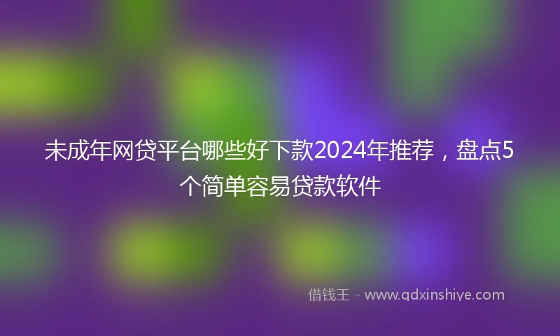 未成年网贷平台哪些好下款2024年推荐，盘点5个简单容易贷款软件