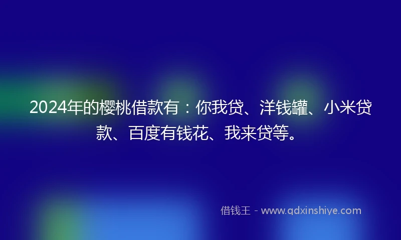 2024年的樱桃借款有：你我贷、洋钱罐、小米贷款、百度有钱花、我来贷等。