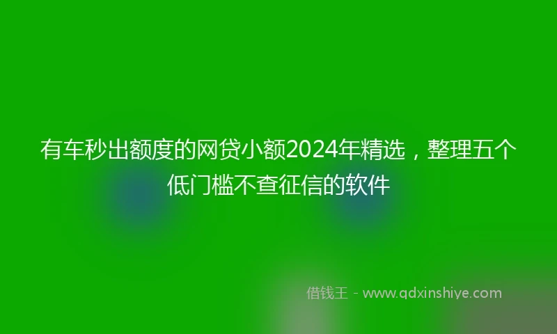 有车秒出额度的网贷小额2024年精选，整理五个低门槛不查征信的软件