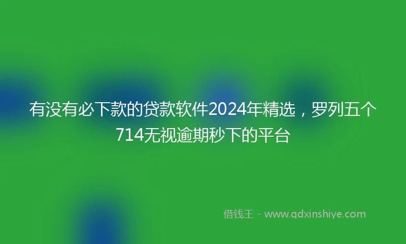 有没有必下款的贷款软件2024年精选，罗列五个714无视逾期秒下的平台