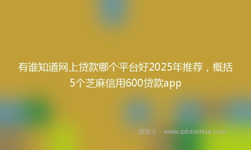 有谁知道网上贷款哪个平台好2025年推荐，概括5个芝麻信用600贷款app
