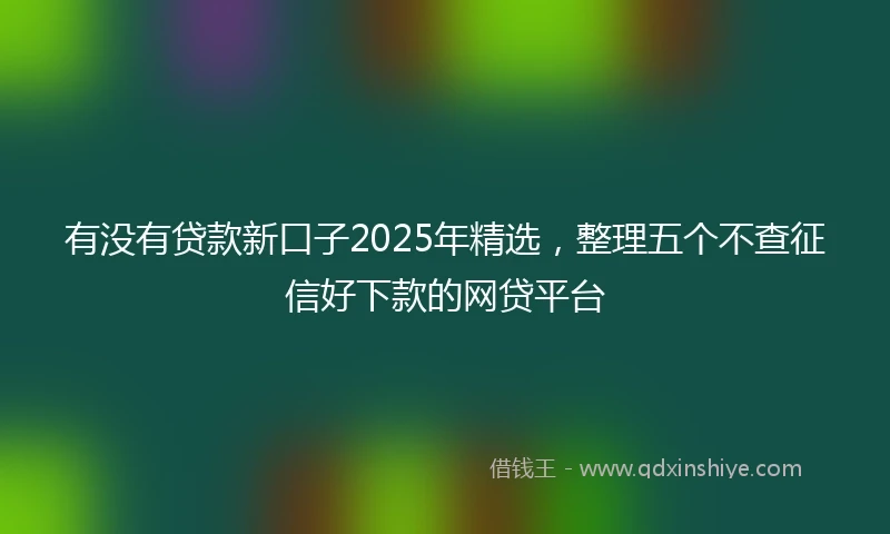 有没有贷款新口子2025年精选，整理五个不查征信好下款的网贷平台