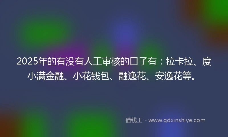 2025年的有没有人工审核的口子有：拉卡拉、度小满金融、小花钱包、融逸花、安逸花等。