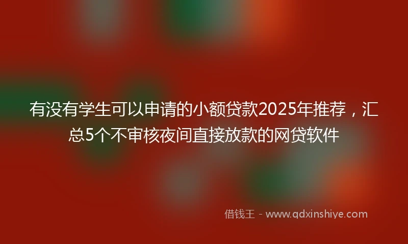 有没有学生可以申请的小额贷款2025年推荐，汇总5个不审核夜间直接放款的网贷软件